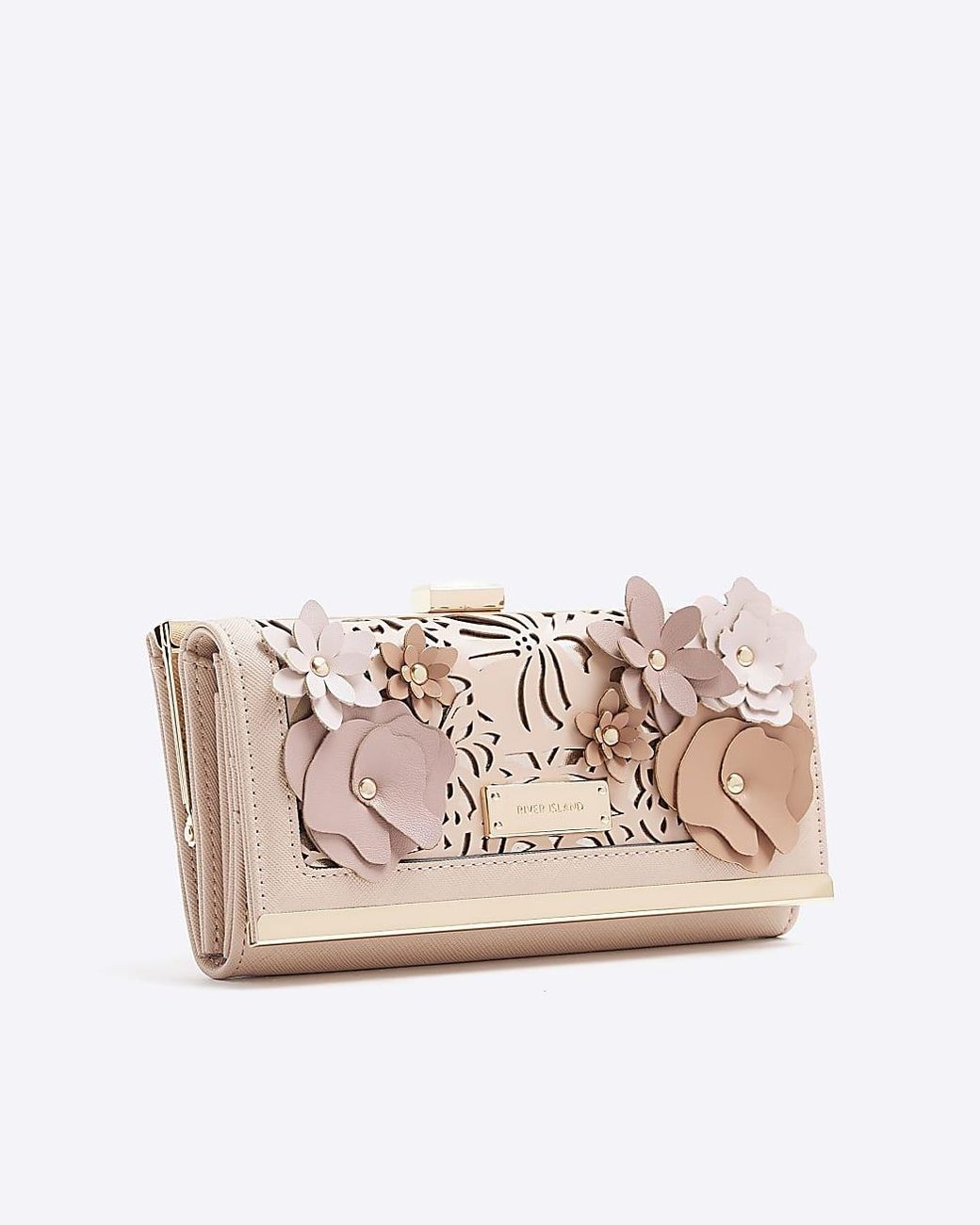 River Island Pink Floral Detail Purse in Natural Lyst
