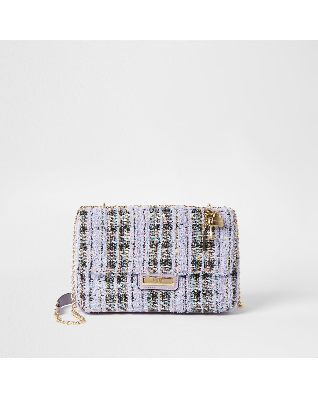 River island shop tweed bag