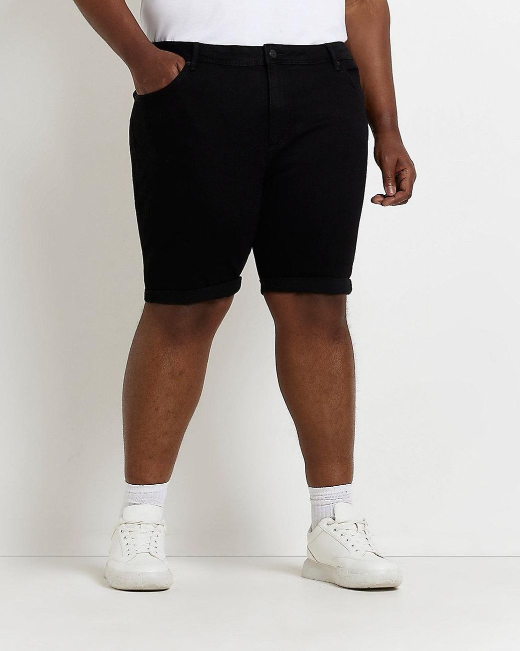 Tall Skinny Fit Black Denim Shorts 