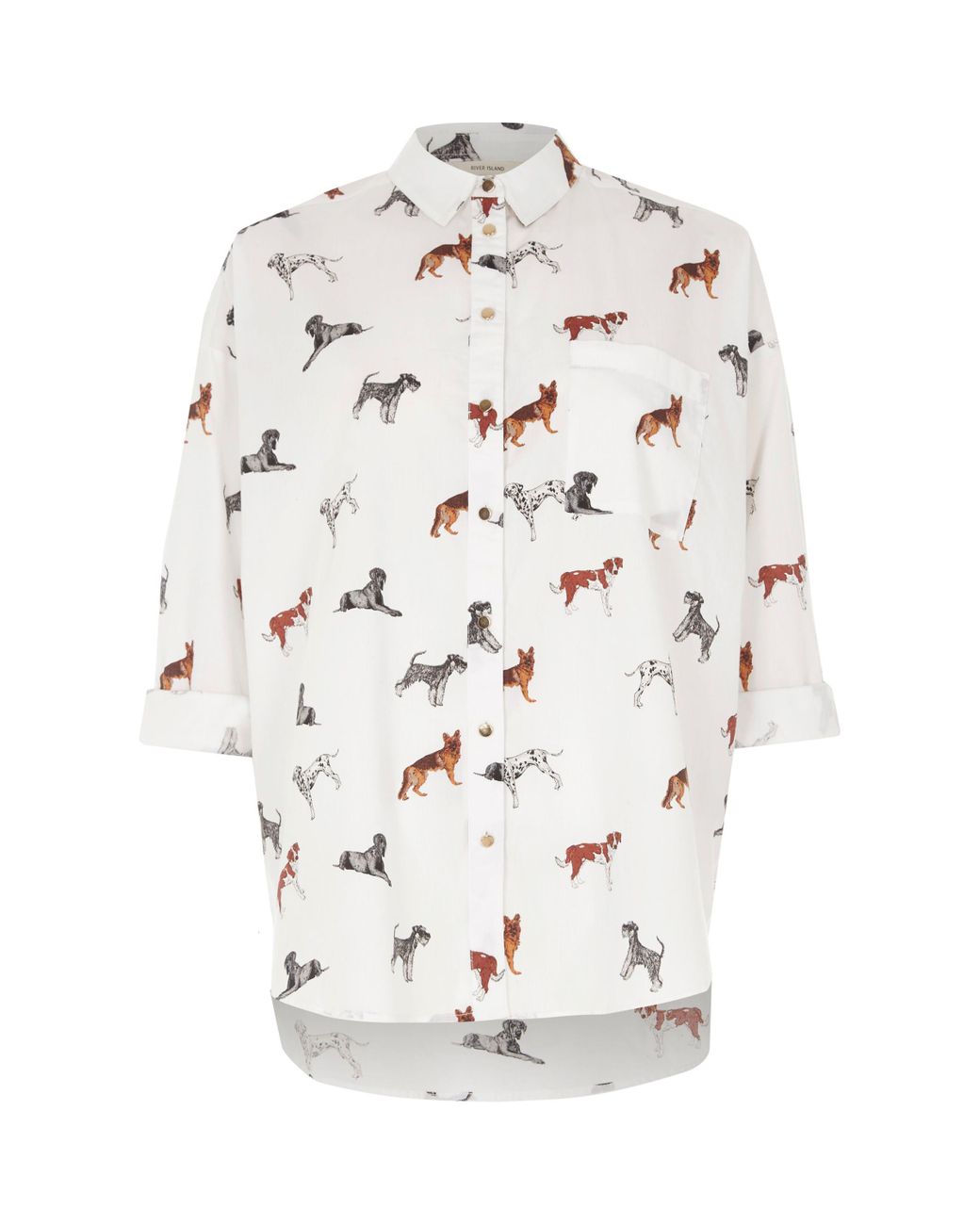 River Island Dog Print Shirt in White Lyst