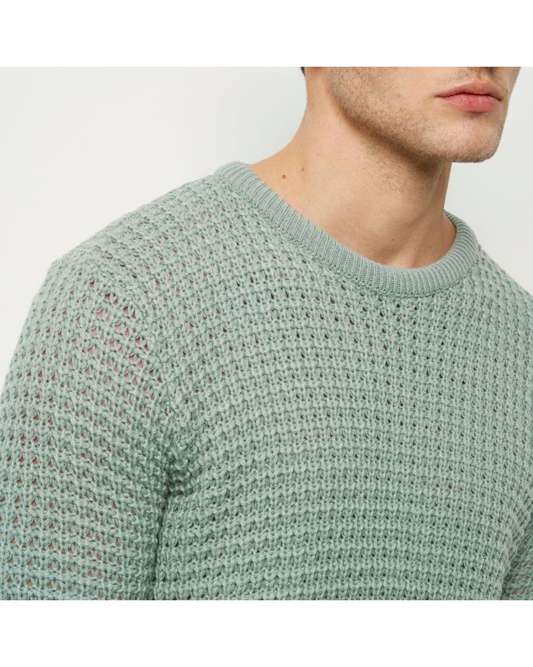 Textured Waffle Knit Jumper for Men 