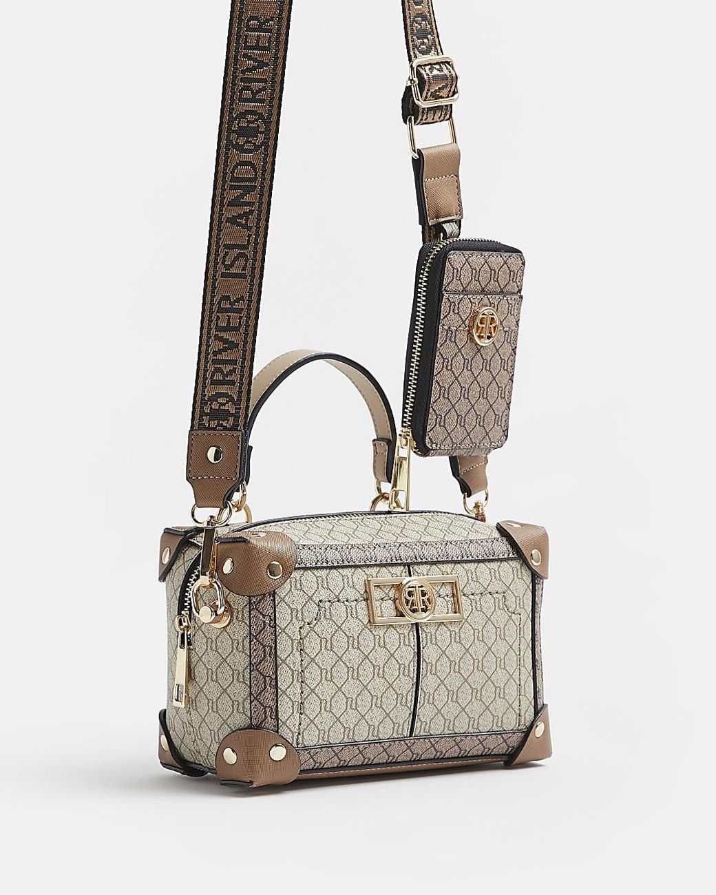 River island beige monogram bag new arrivals