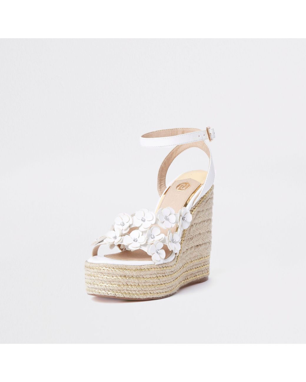 White floral wedges sale