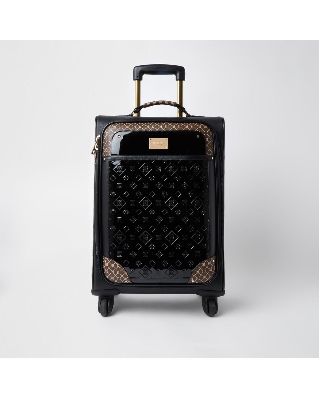 River Island Black Ri Patent Monogram Suitcase | Lyst Canada