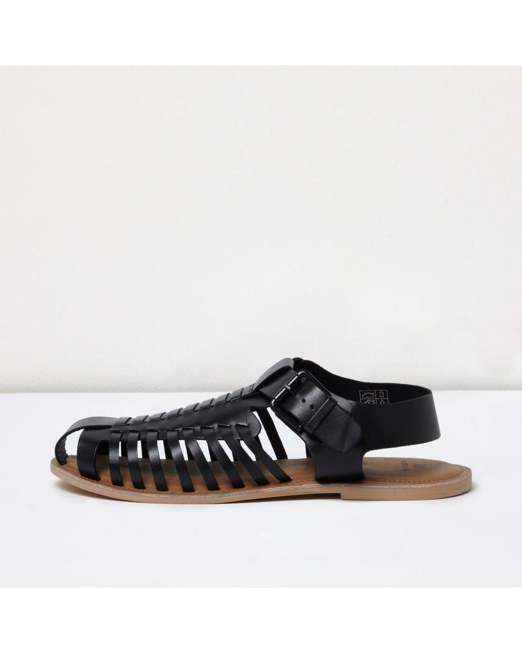 River Island Black Leather Fisherman Sandals for Men | Lyst Canada