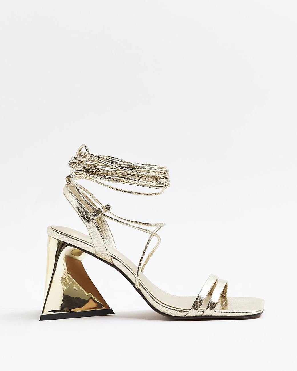 River Island Gold Heeled Sandals in White | Lyst