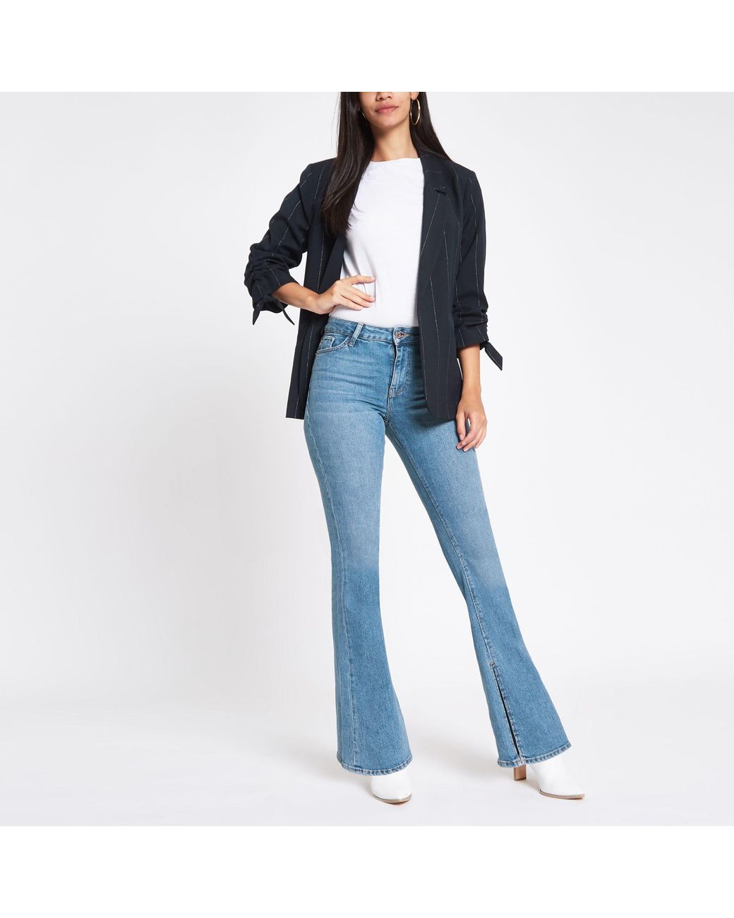 Split Hem Flared Jeans 