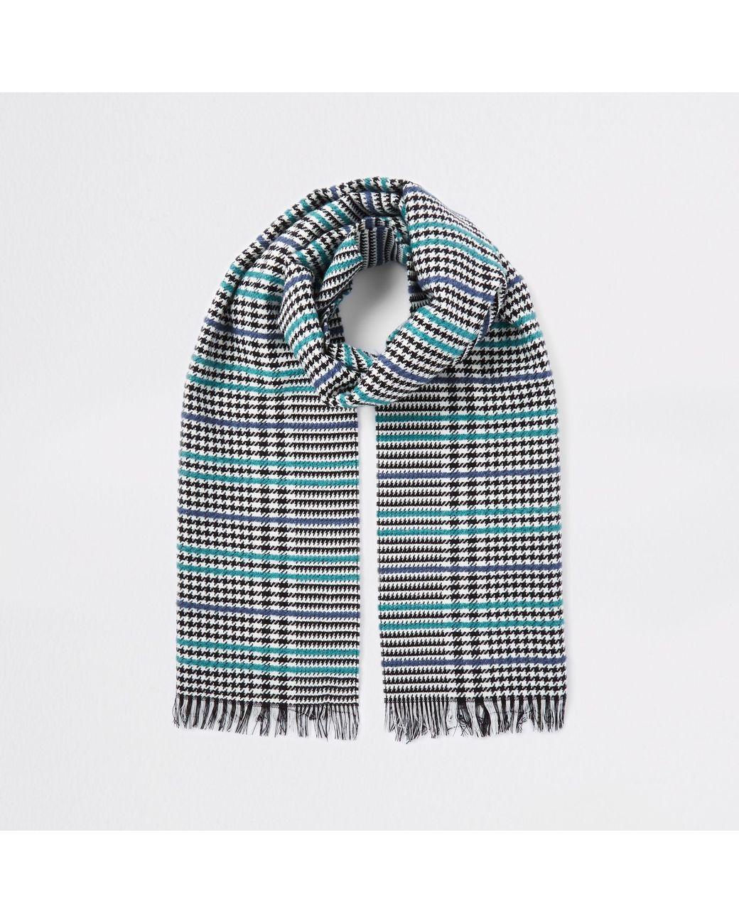 River Island Black Boucle Check Scarf Lyst