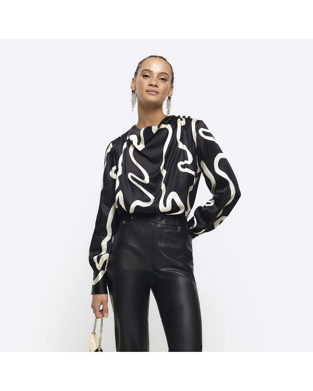 River island black hotsell and white top