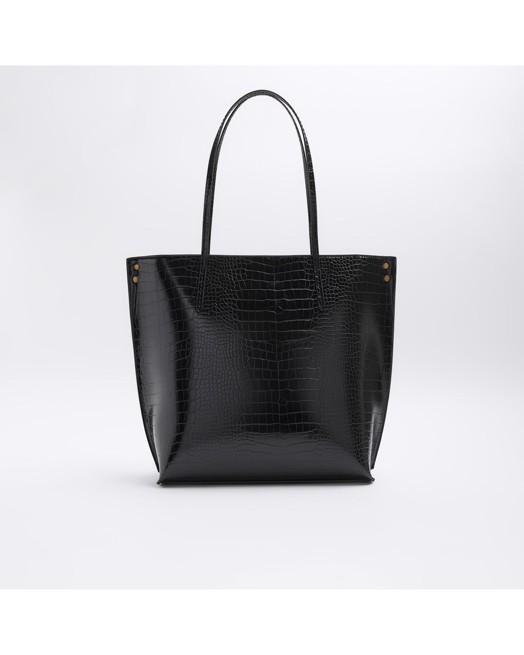 River Island Croc Embossed Tote Bag in Black Lyst UK