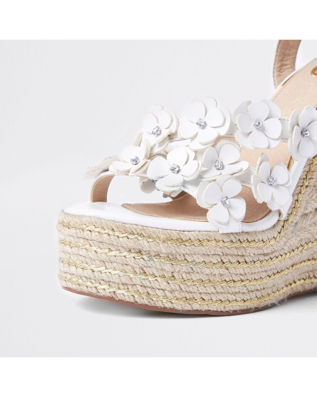 River Island White Flower Espadrille Platform Wedges Lyst