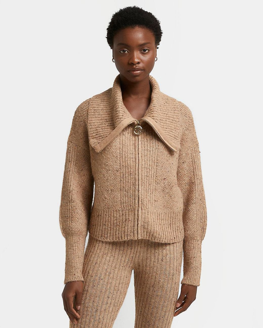 river island cream ribbed cardigan
