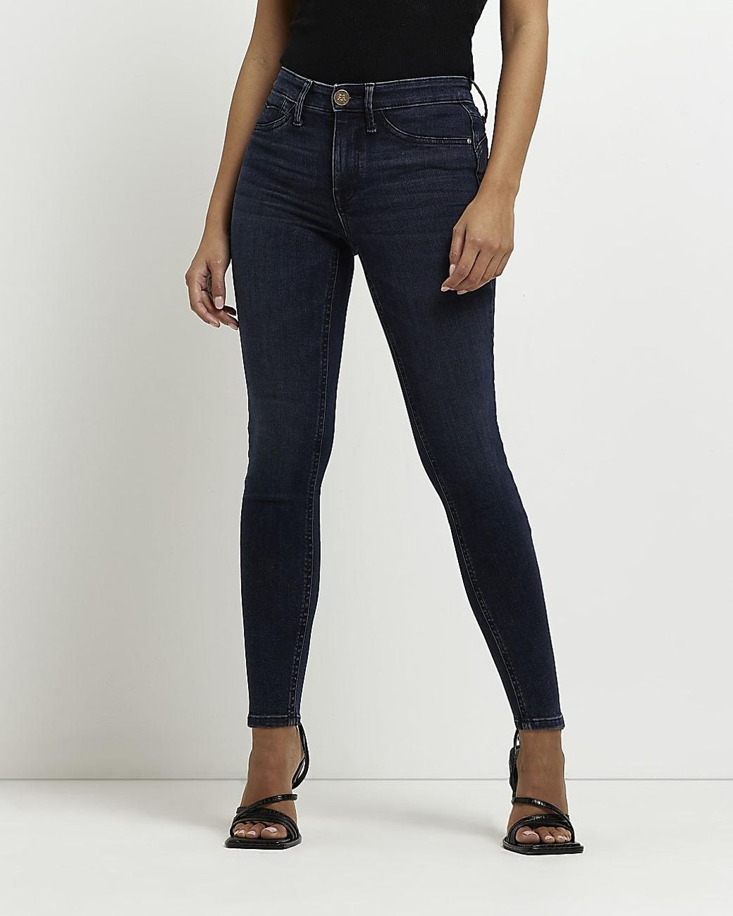 River Island Petite Molly Mid Rise Skinny Jeans in Blue | Lyst