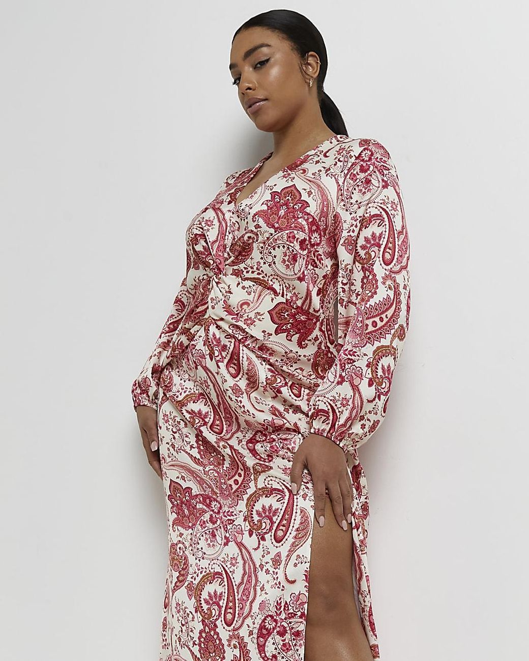 River Island Plus Pink Paisley Maxi 