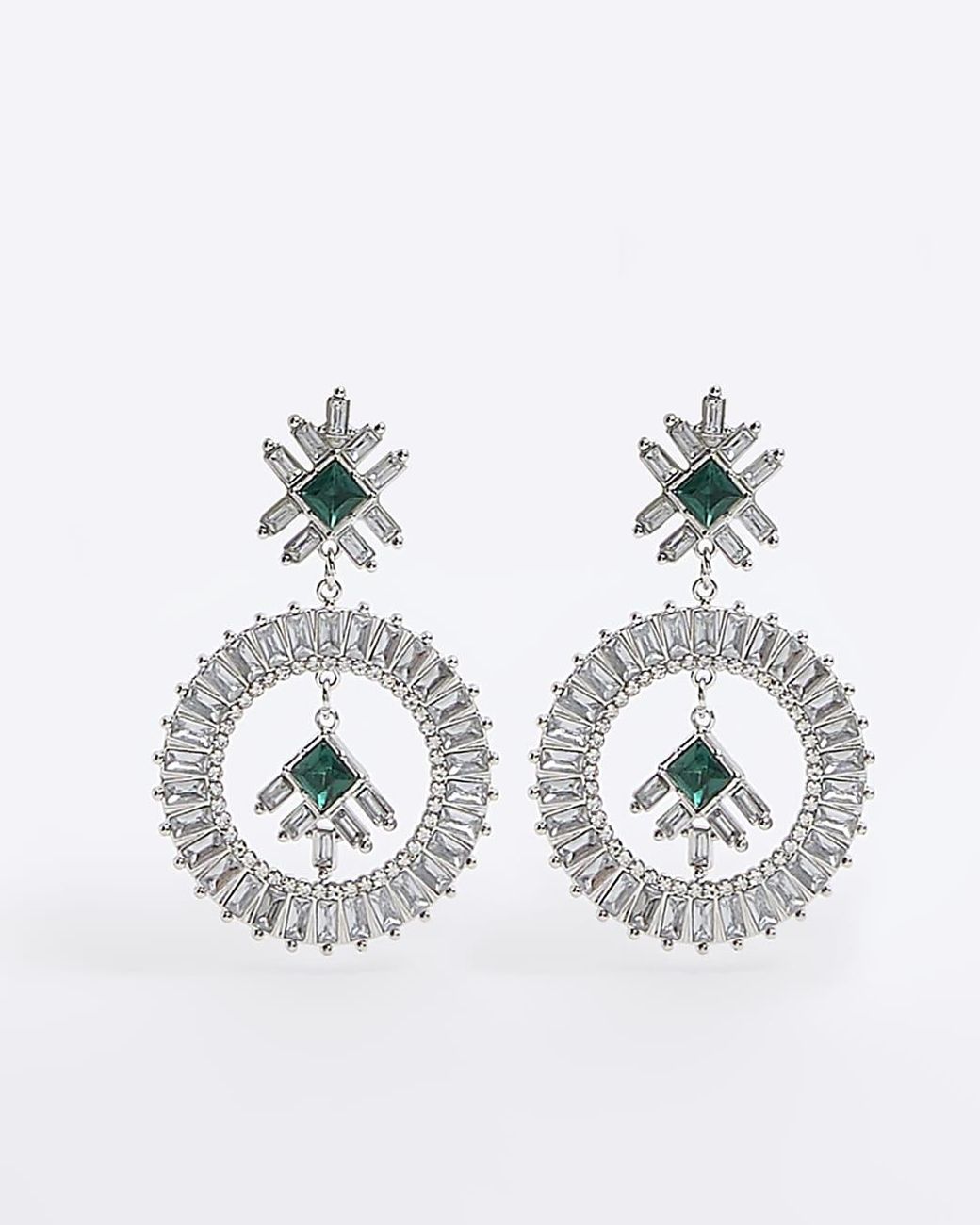 River island green earrings sale
