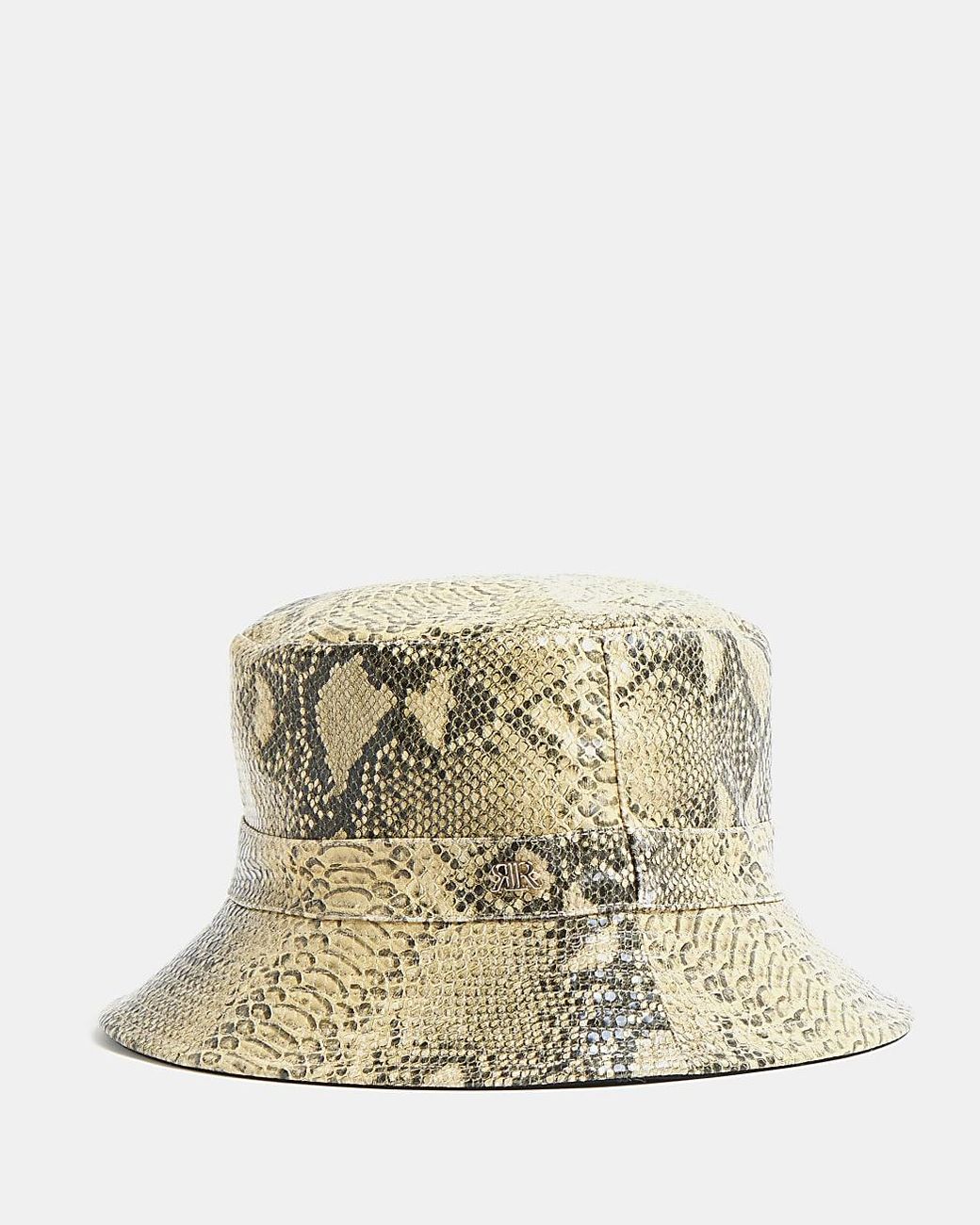 River Island Beige Print Bucket Hat in 