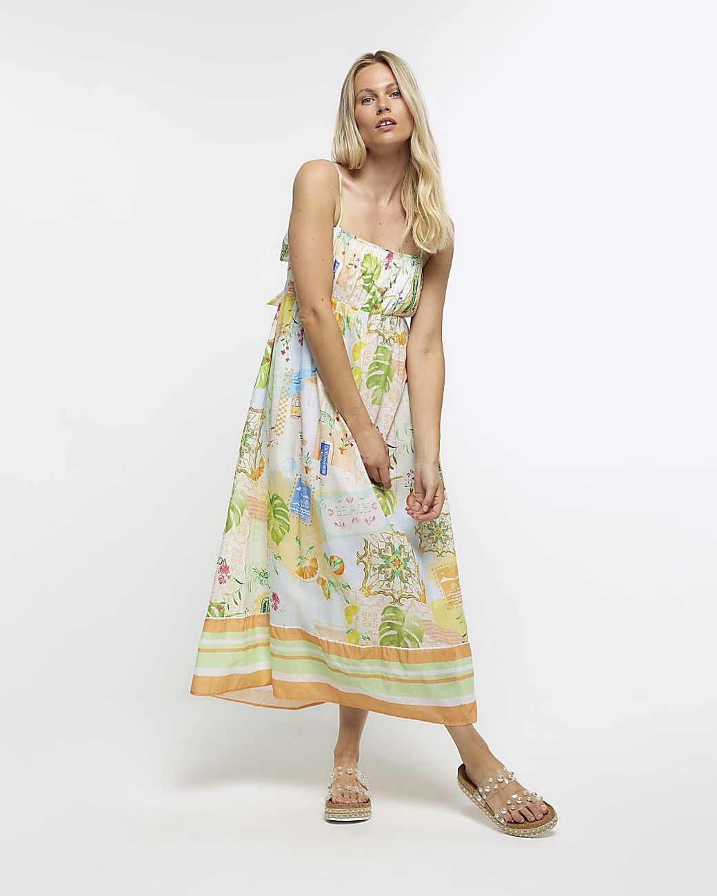 river island orange maxi dress
