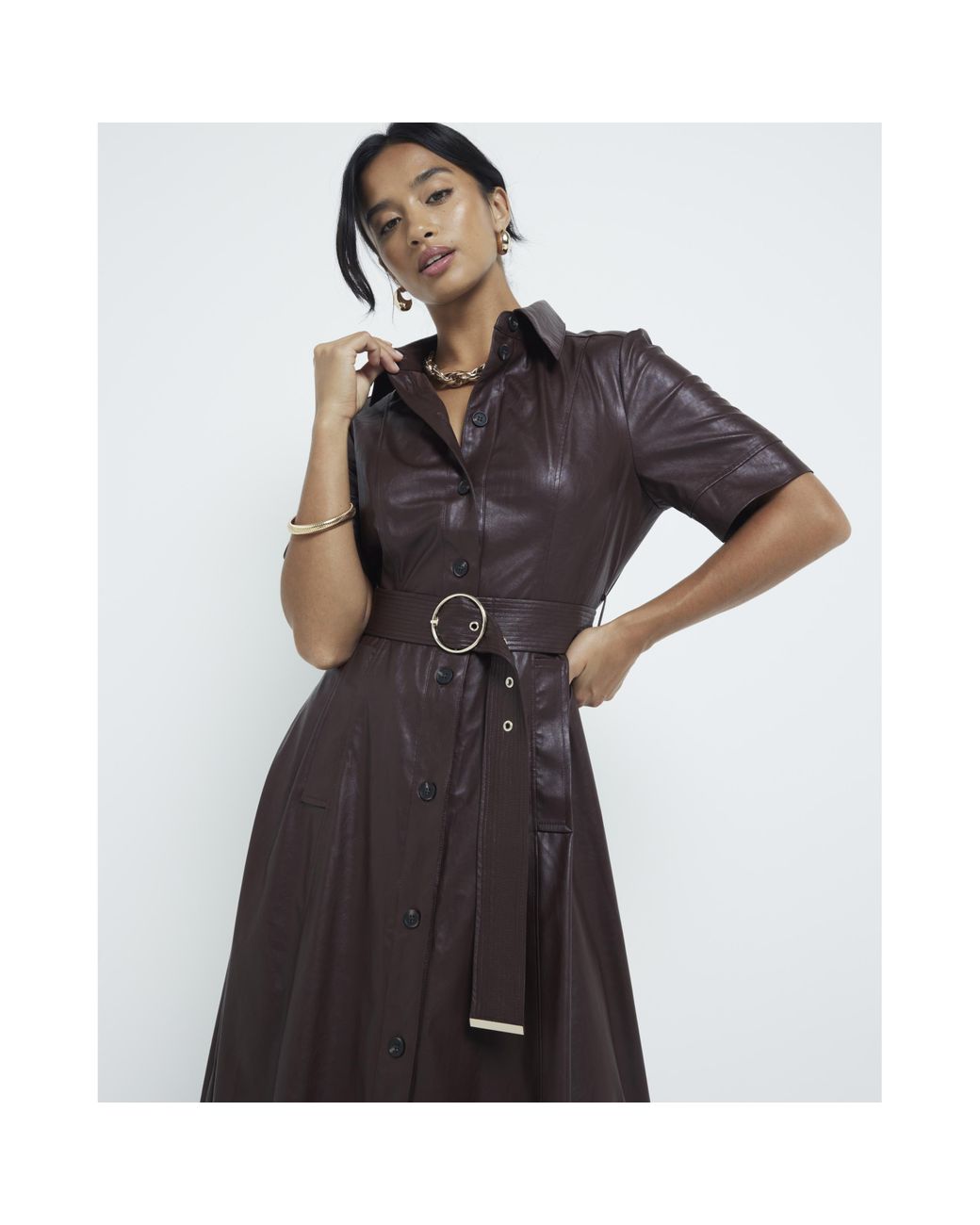 Leather dress river island hotsell