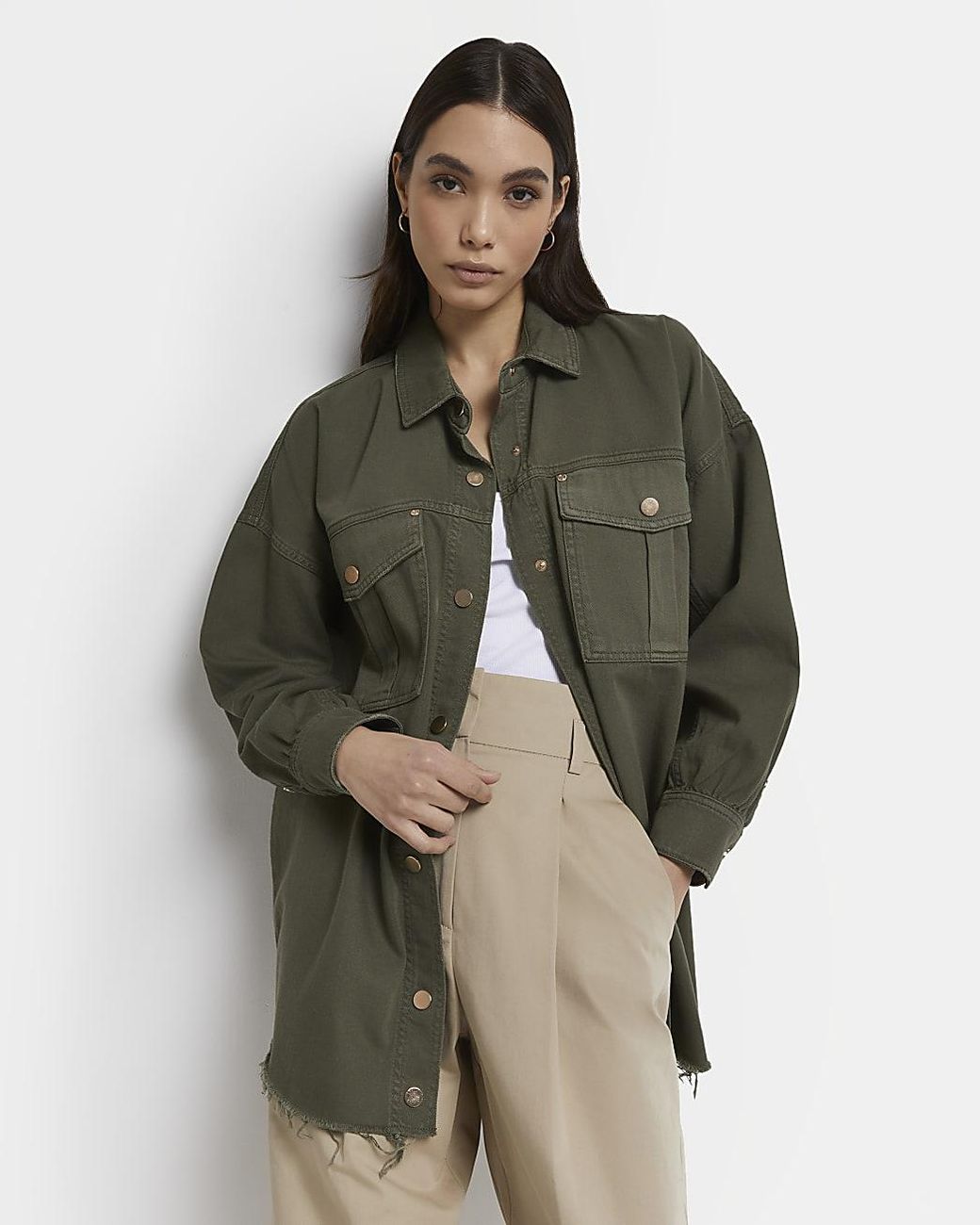 River Island Khaki Denim Utility 