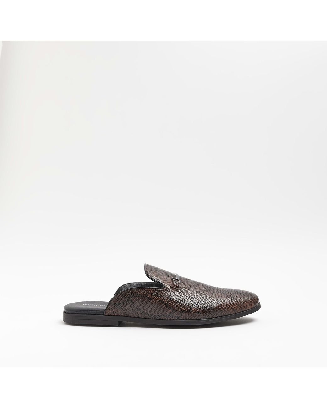 River Island Brown Snake Embossed Backless Loafers for Men Lyst UK
