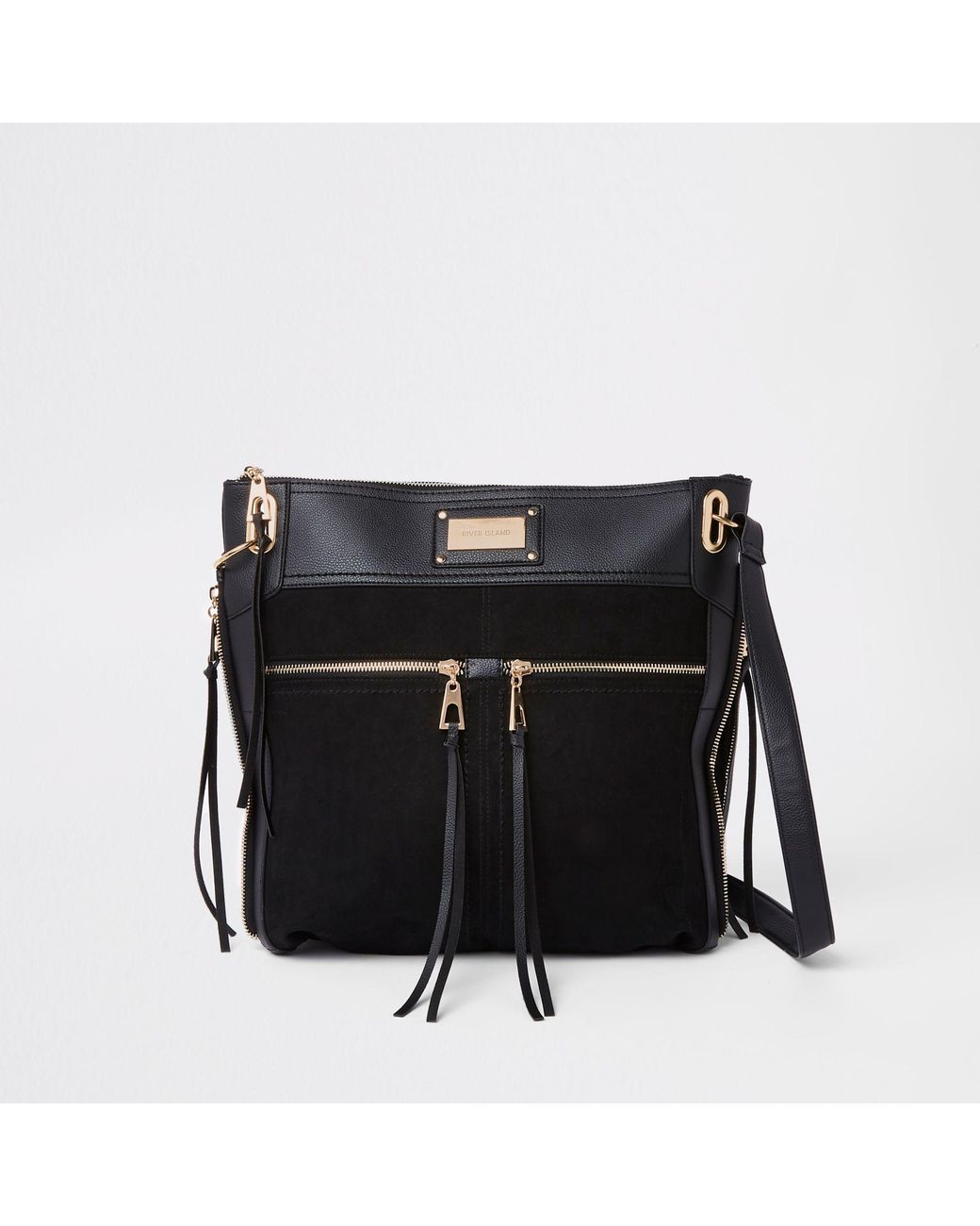 River Island Double Pocket Messenger Bag in Black Lyst Canada