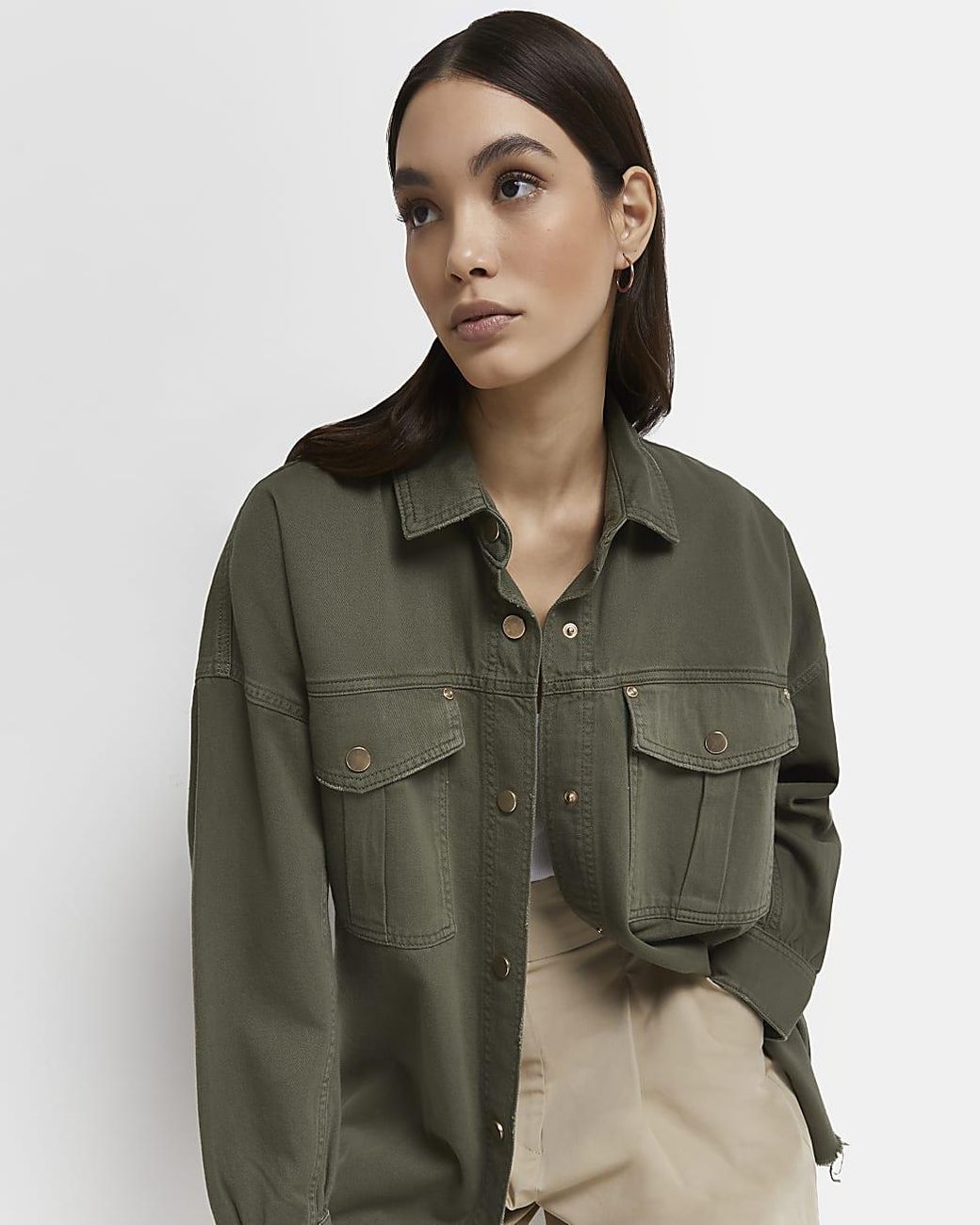 River Island Khaki Denim Utility 