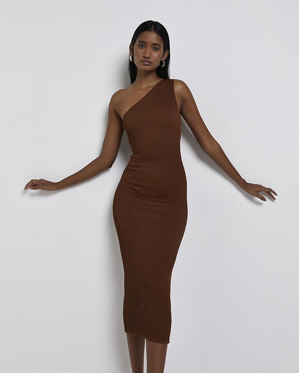 One Shoulder Bodycon Midi Dress | Lyst