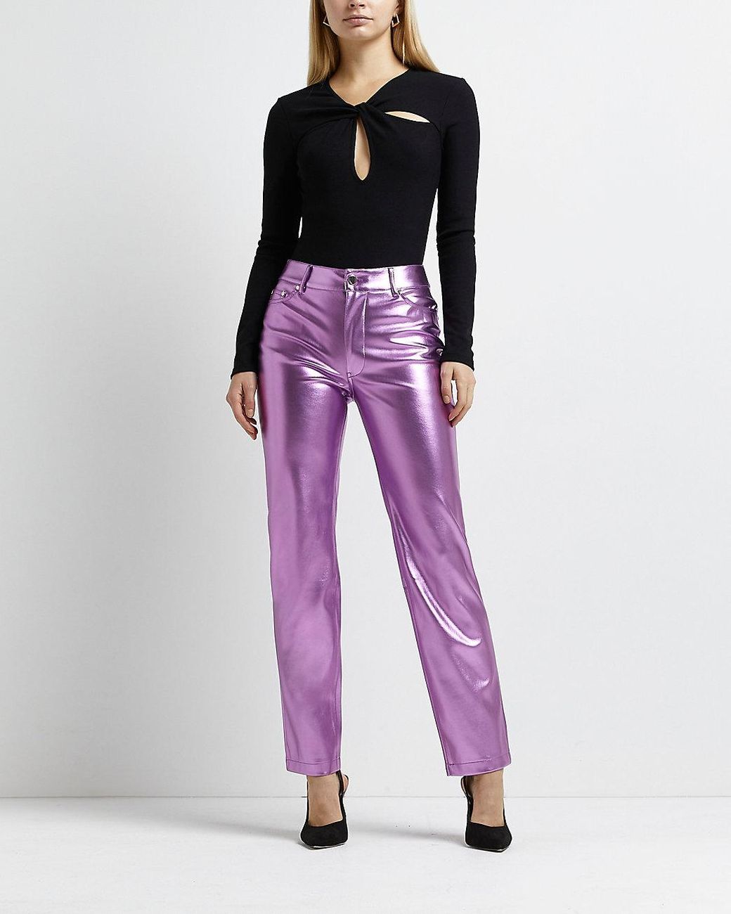 Zara pink sales metallic pants