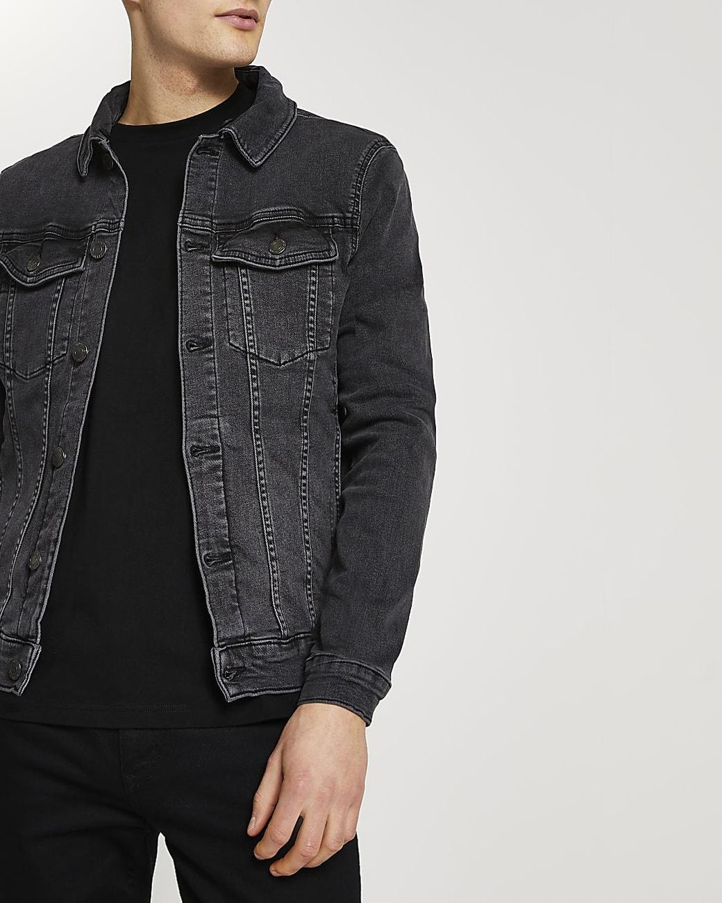 Hooded Muscle Fit Denim Jacket 