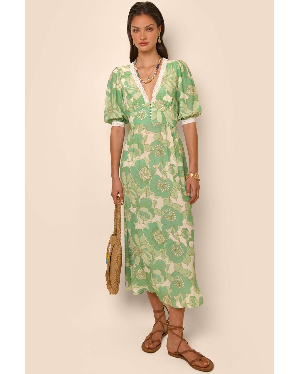 RIXO London Juniper Daisy in Green Lyst UK