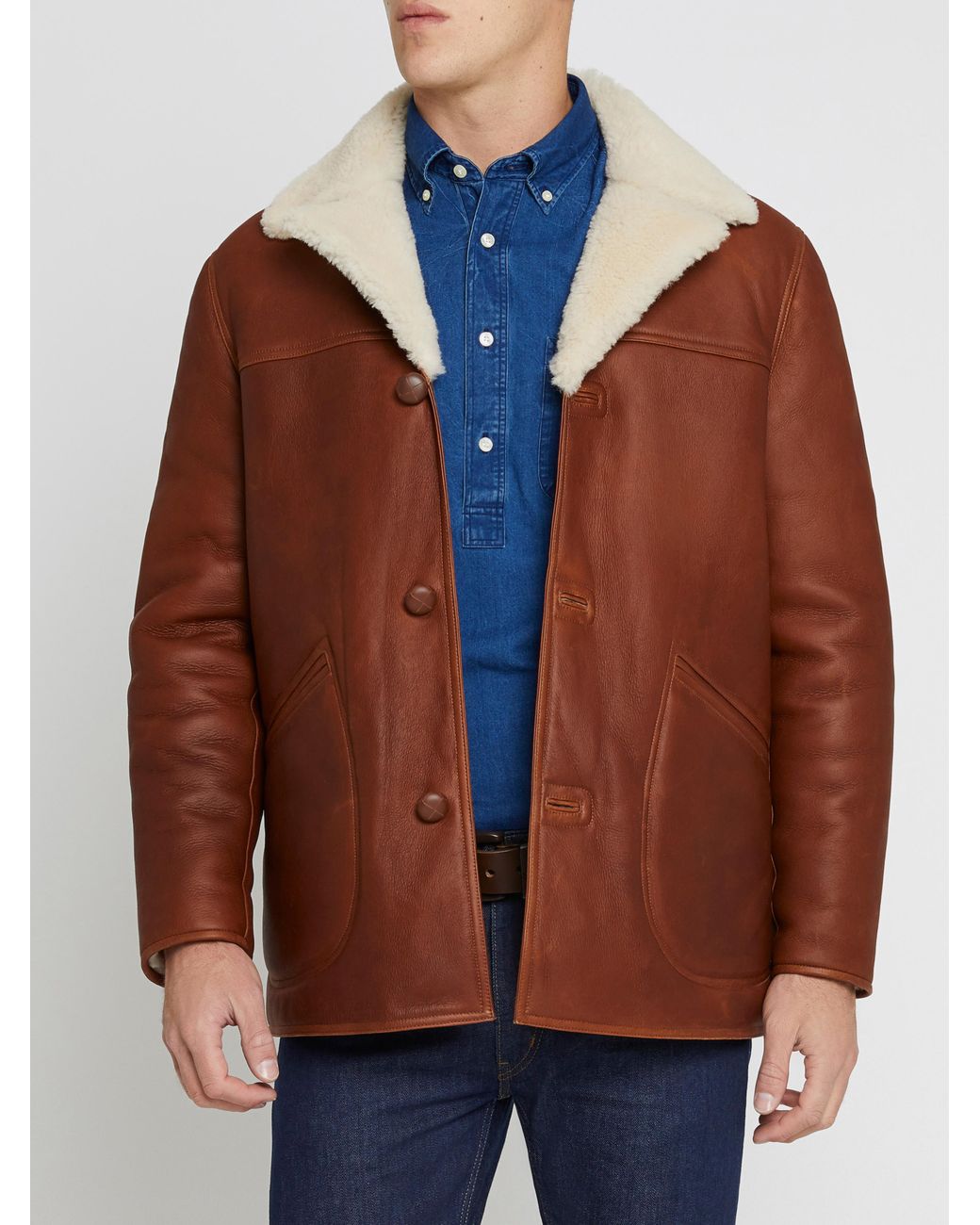 R.M.Williams Leather Shearling Coat in 
