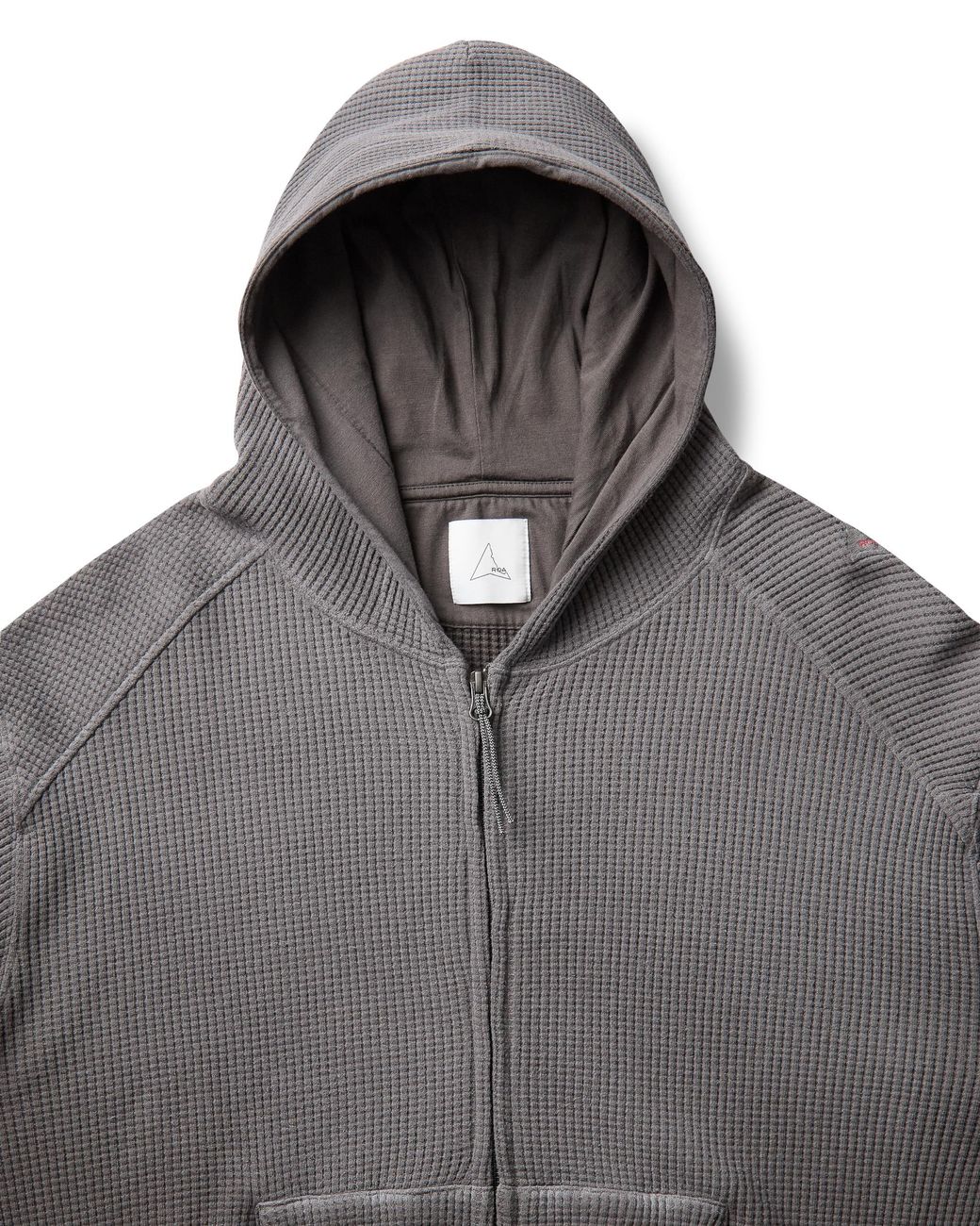 Roa Gray Bee Sun Faded Organic Waffle Zip Up Hoodie Tops for men