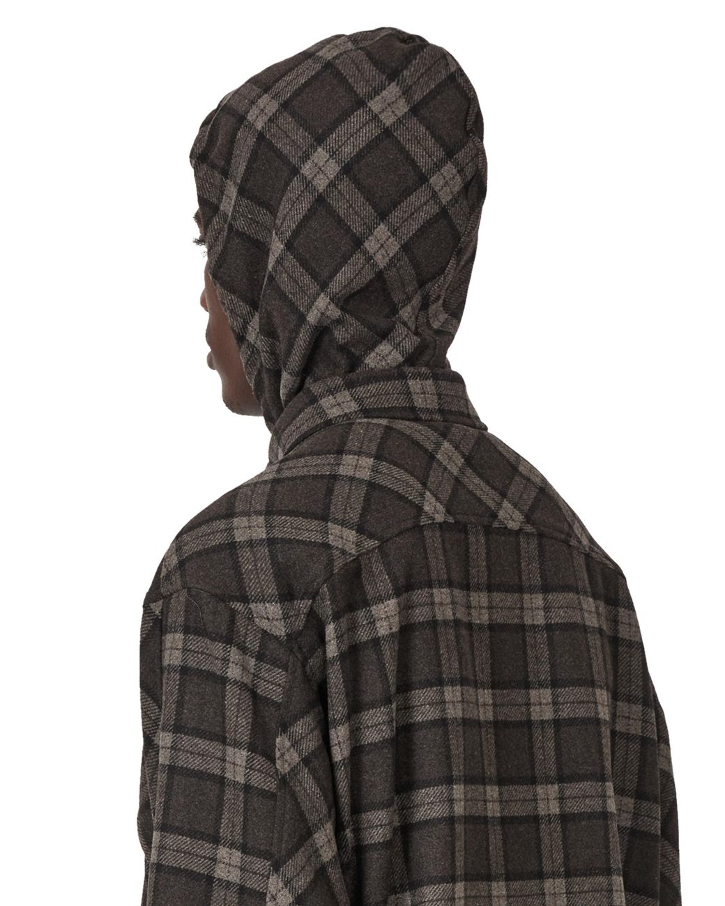 Roa Black Logger Wool Check Long Sleeve Shirt Tops for men