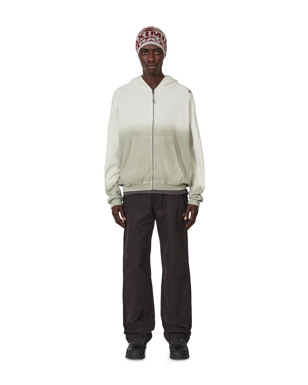 Roa Natural Bee Sun Faded Organic Waffle Zip Up Hoodie Tops