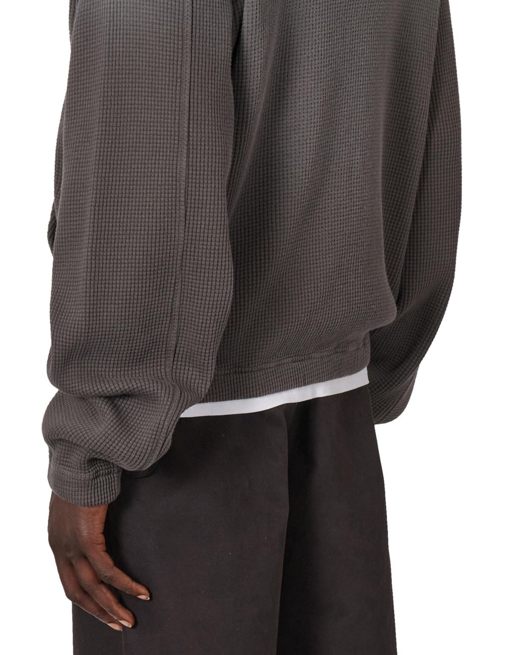 Roa Gray Bee Sun Faded Organic Waffle Zip Up Hoodie Tops for men