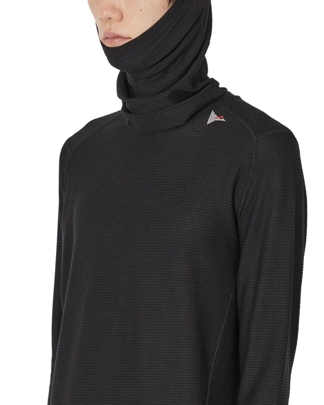 Roa Black Ashi Wool Tencel Baselayer Long Sleeve Tops for men