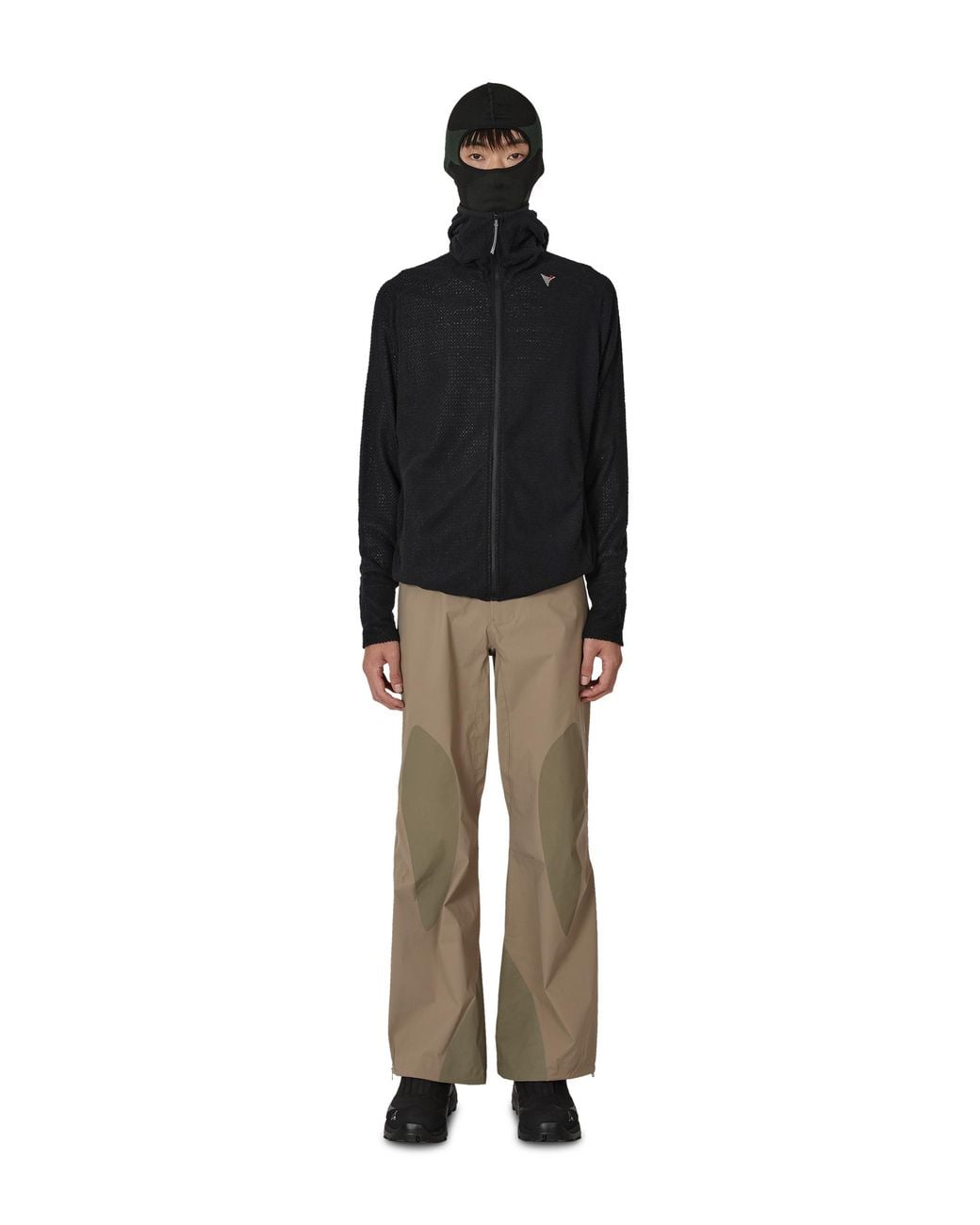 Roa Black Awi Thermal Zip Up Hoodie Tops for men