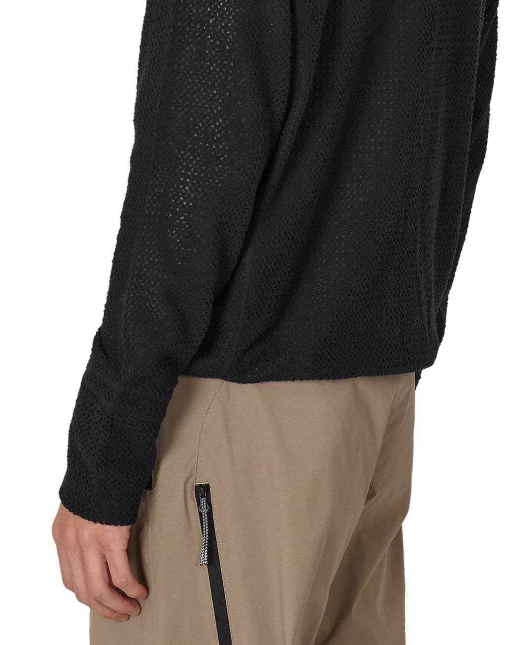 Roa Black Awi Thermal Zip Up Hoodie Tops for men
