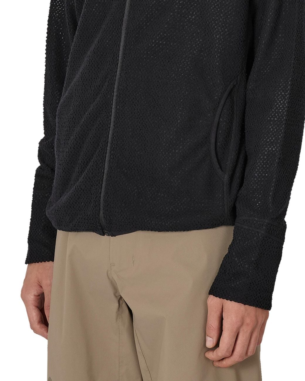 Roa Black Awi Thermal Zip Up Hoodie Tops for men
