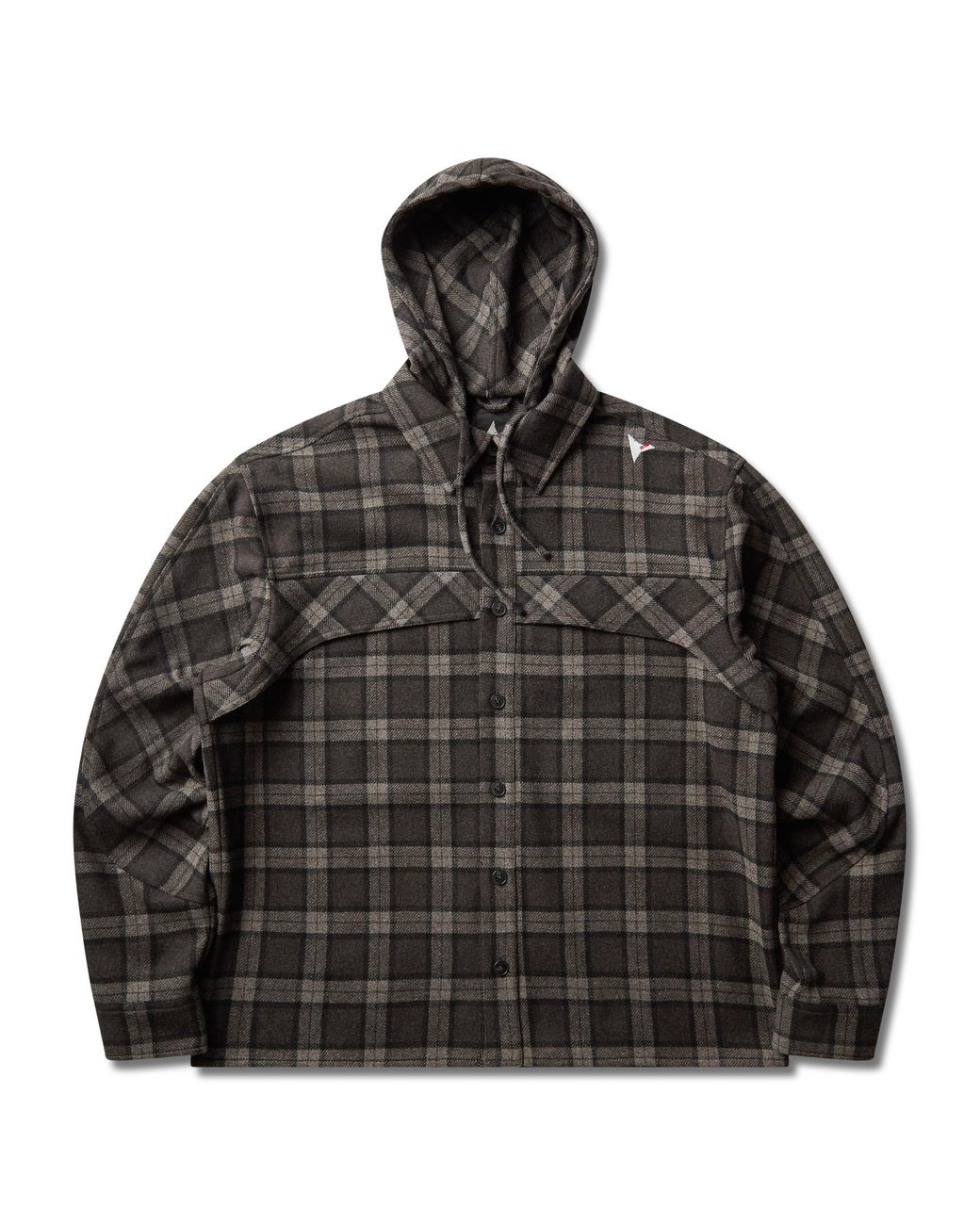 Roa Black Logger Wool Check Long Sleeve Shirt Tops for men