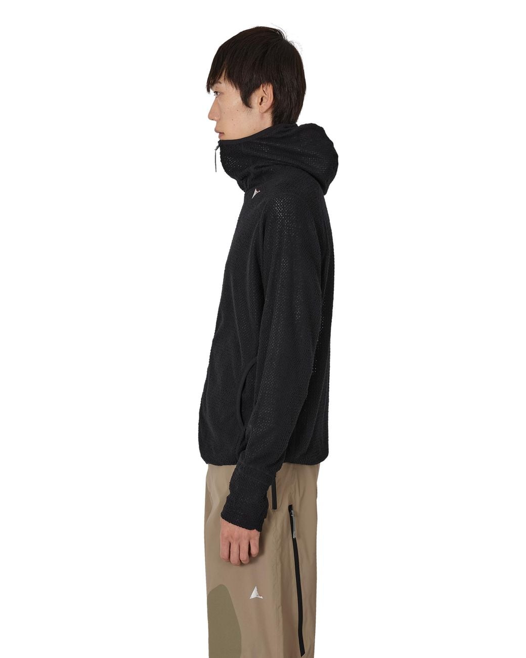 Roa Black Awi Thermal Zip Up Hoodie Tops for men