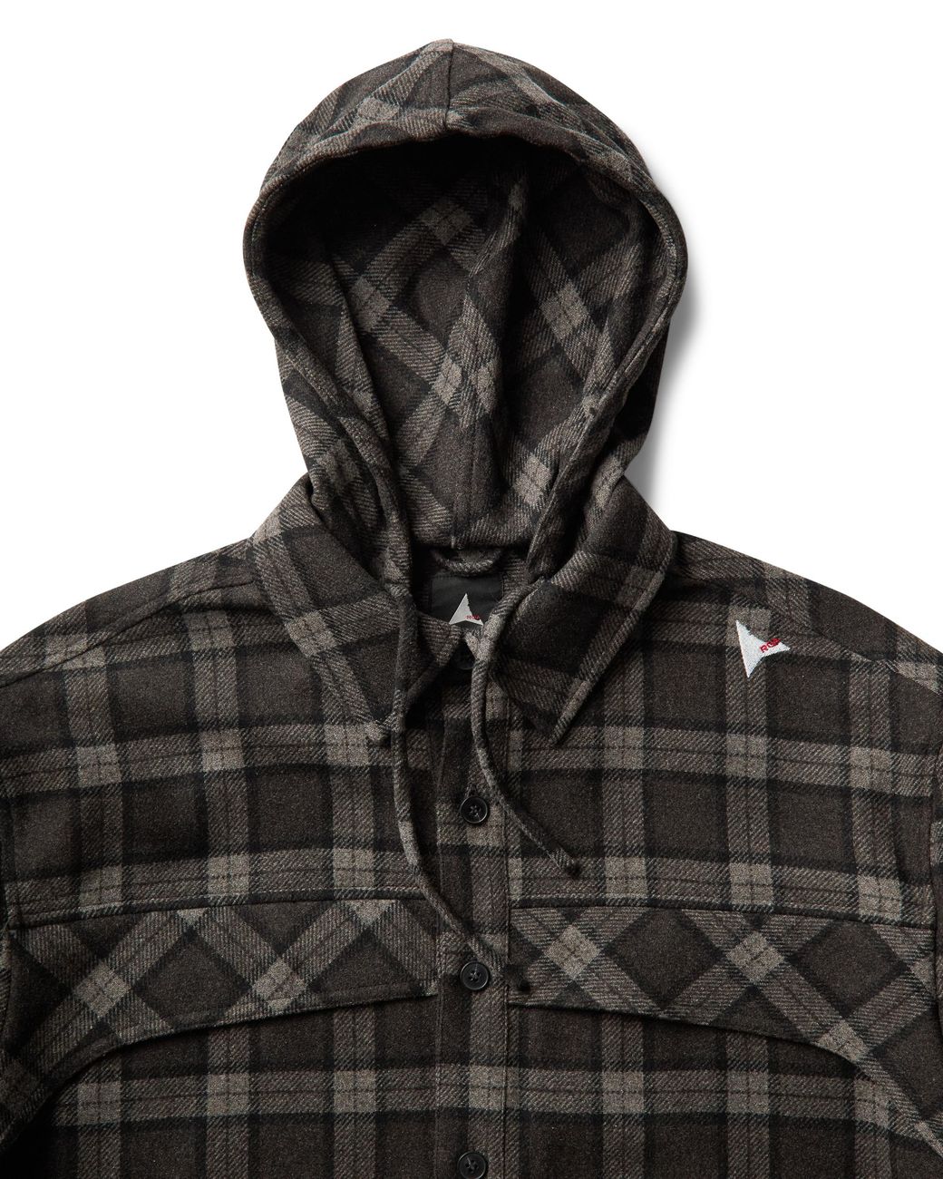 Roa Black Logger Wool Check Long Sleeve Shirt Tops for men