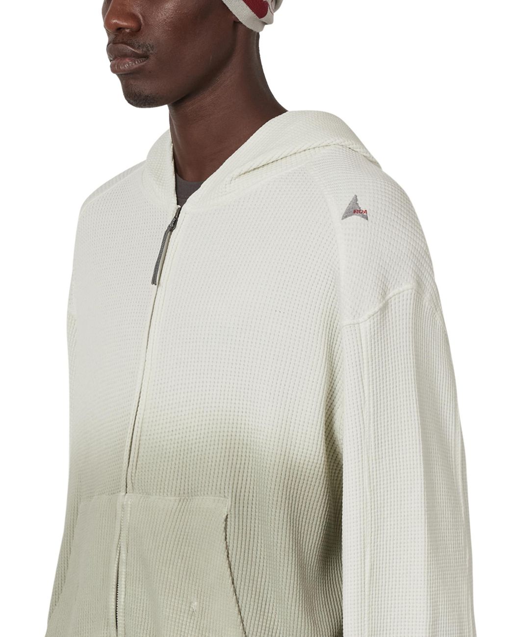 Roa Natural Bee Sun Faded Organic Waffle Zip Up Hoodie Tops