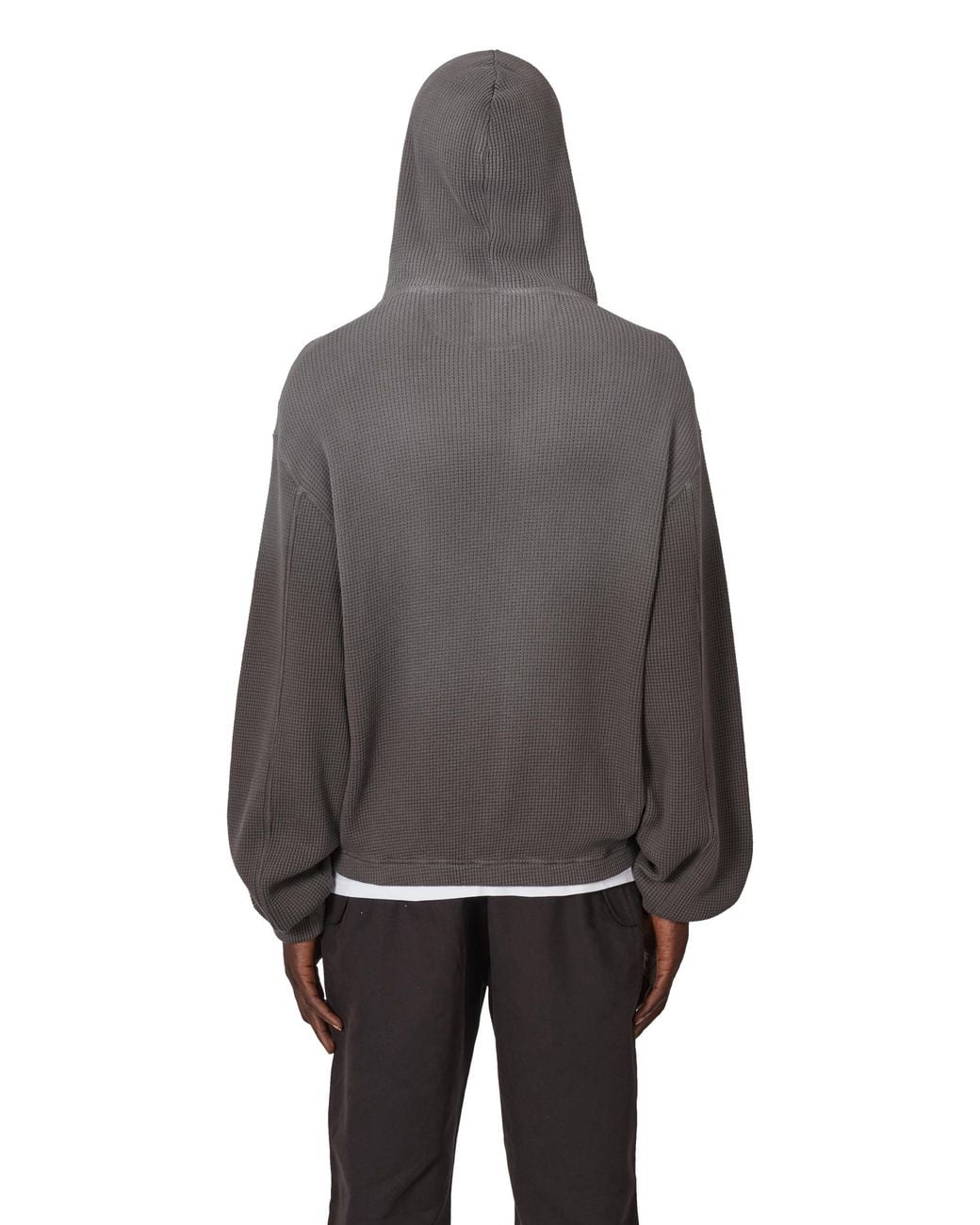 Roa Gray Bee Sun Faded Organic Waffle Zip Up Hoodie Tops for men