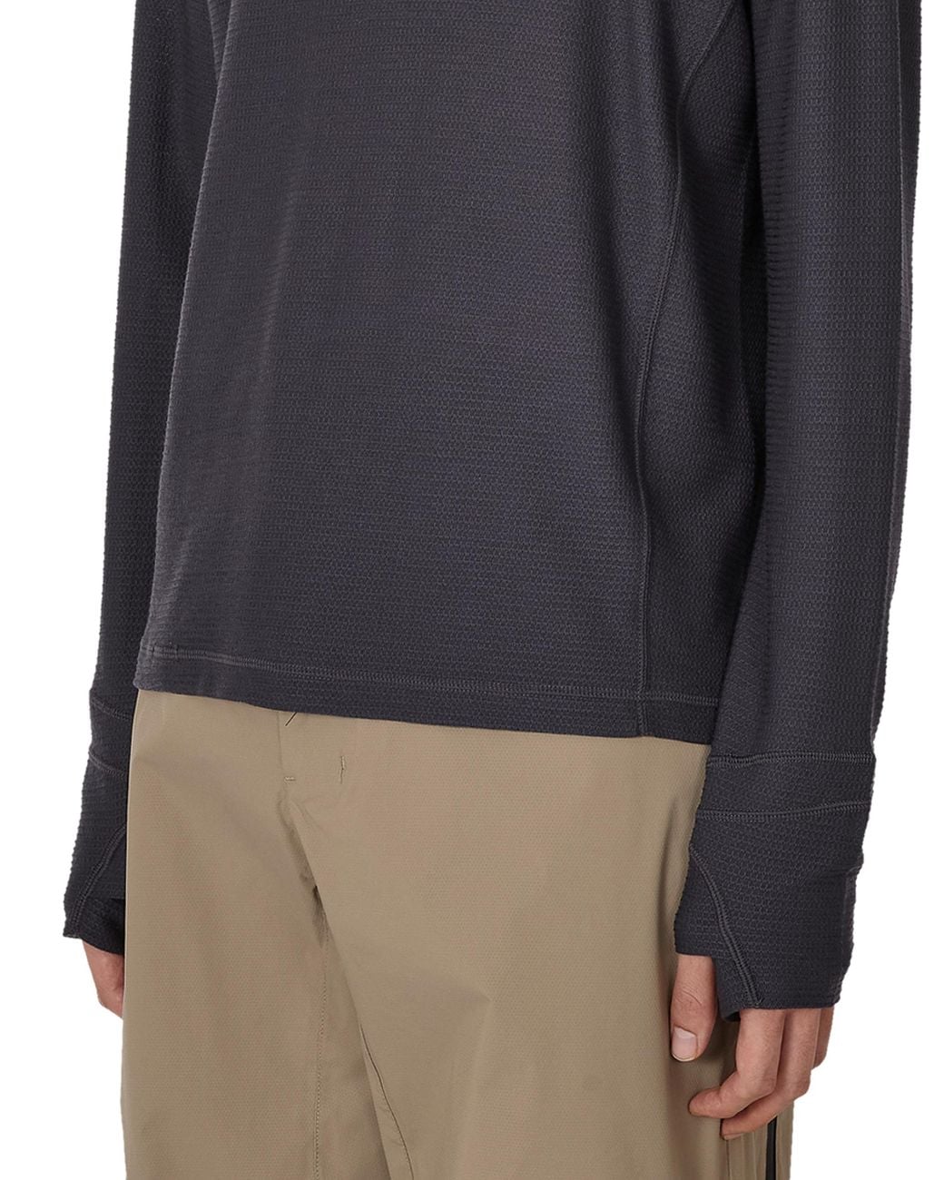 Roa Black Ashi Wool Tencel Baselayer Long Sleeve Tops for men
