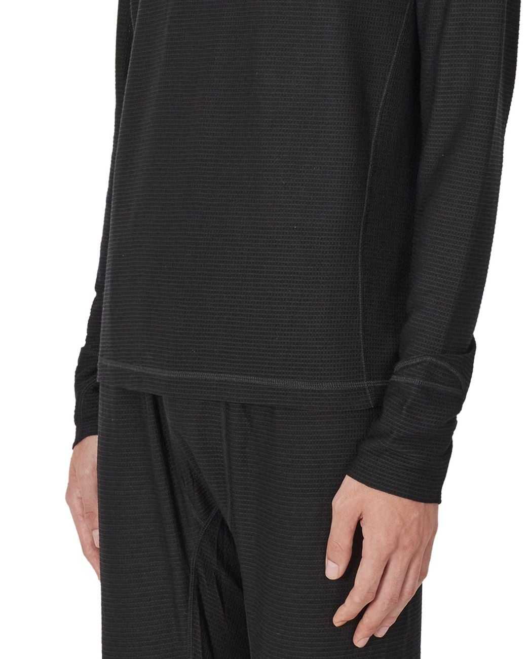 Roa Black Ashi Wool Tencel Baselayer Long Sleeve Tops for men