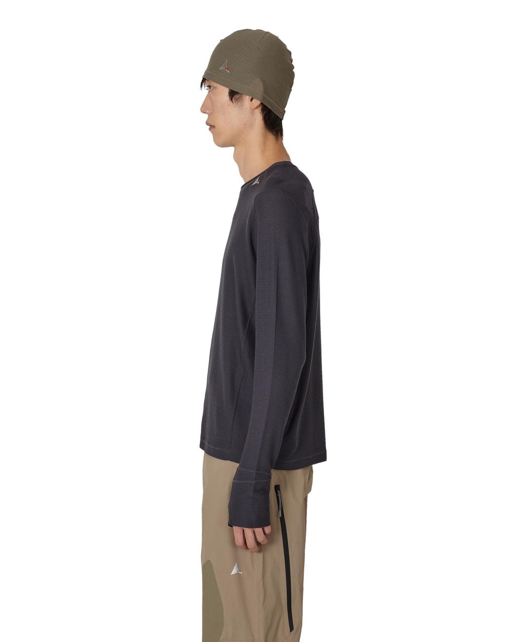Roa Black Ashi Wool Tencel Baselayer Long Sleeve Tops for men