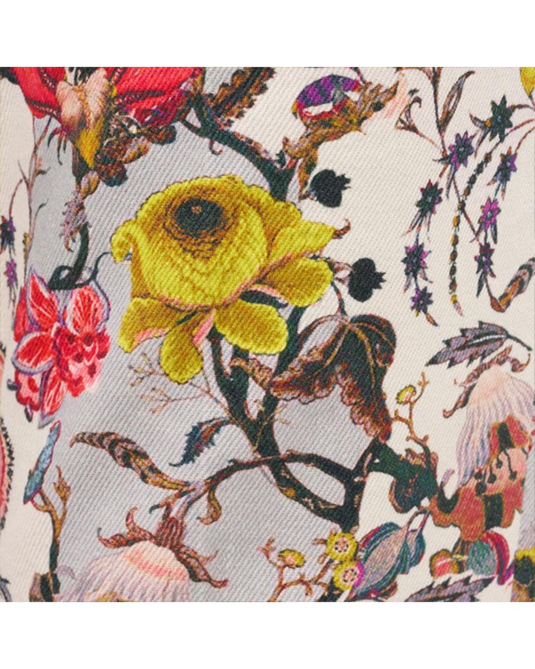 Roberto Cavalli White Flared Pants With Florentine Flowers Print