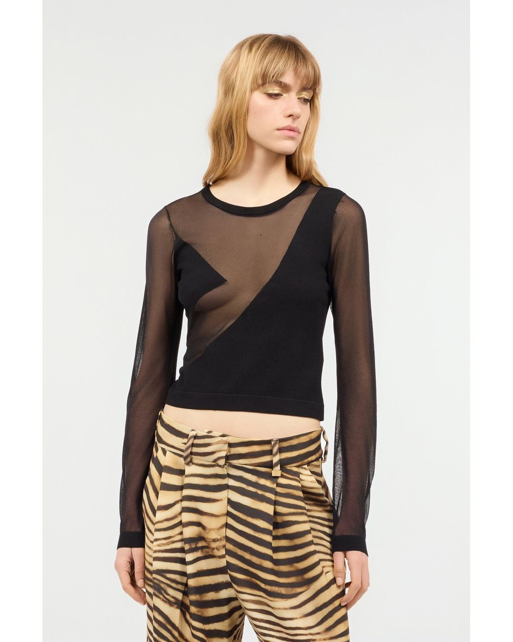 Roberto Cavalli Black See-Through Top