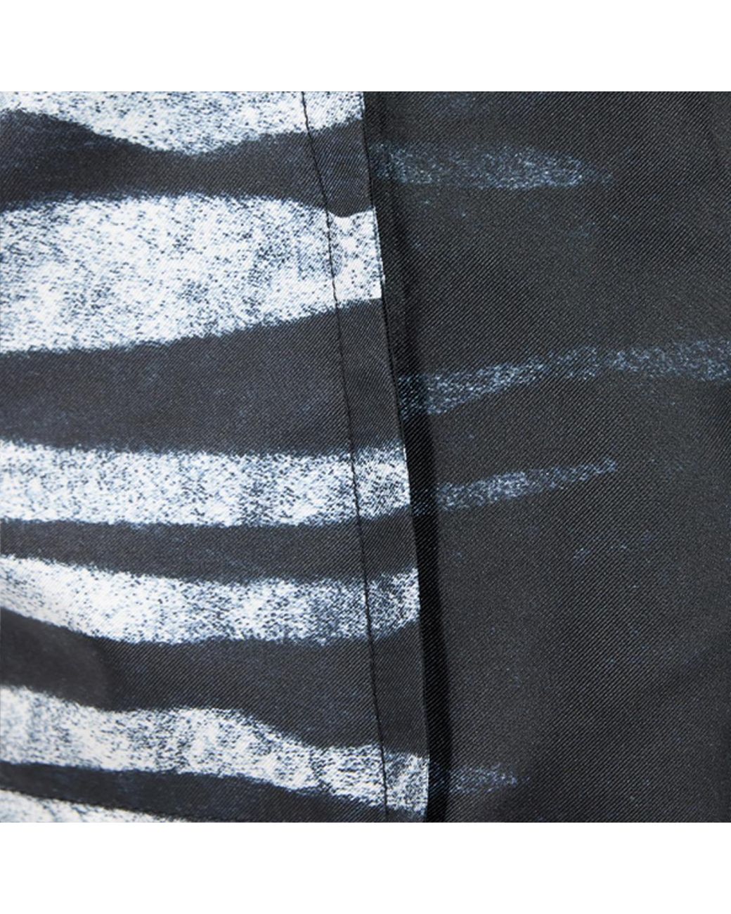 Roberto Cavalli Black Short Silk Dress With Zebra Print